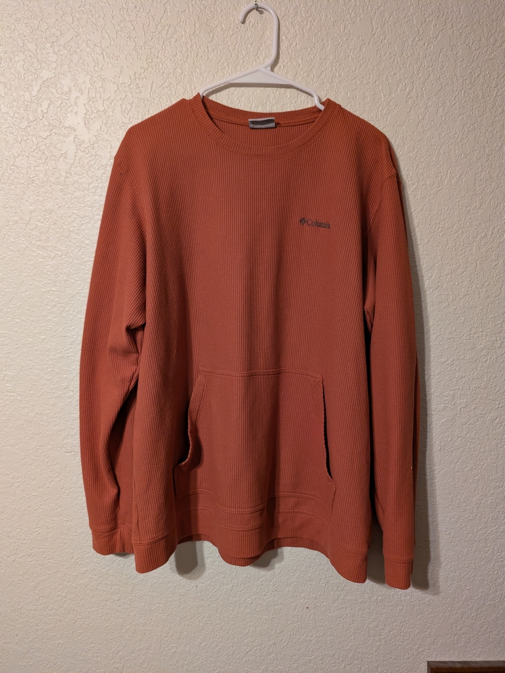 Columbia Men’s Crewneck Thermal Sweater - Rust Orange, Size XL